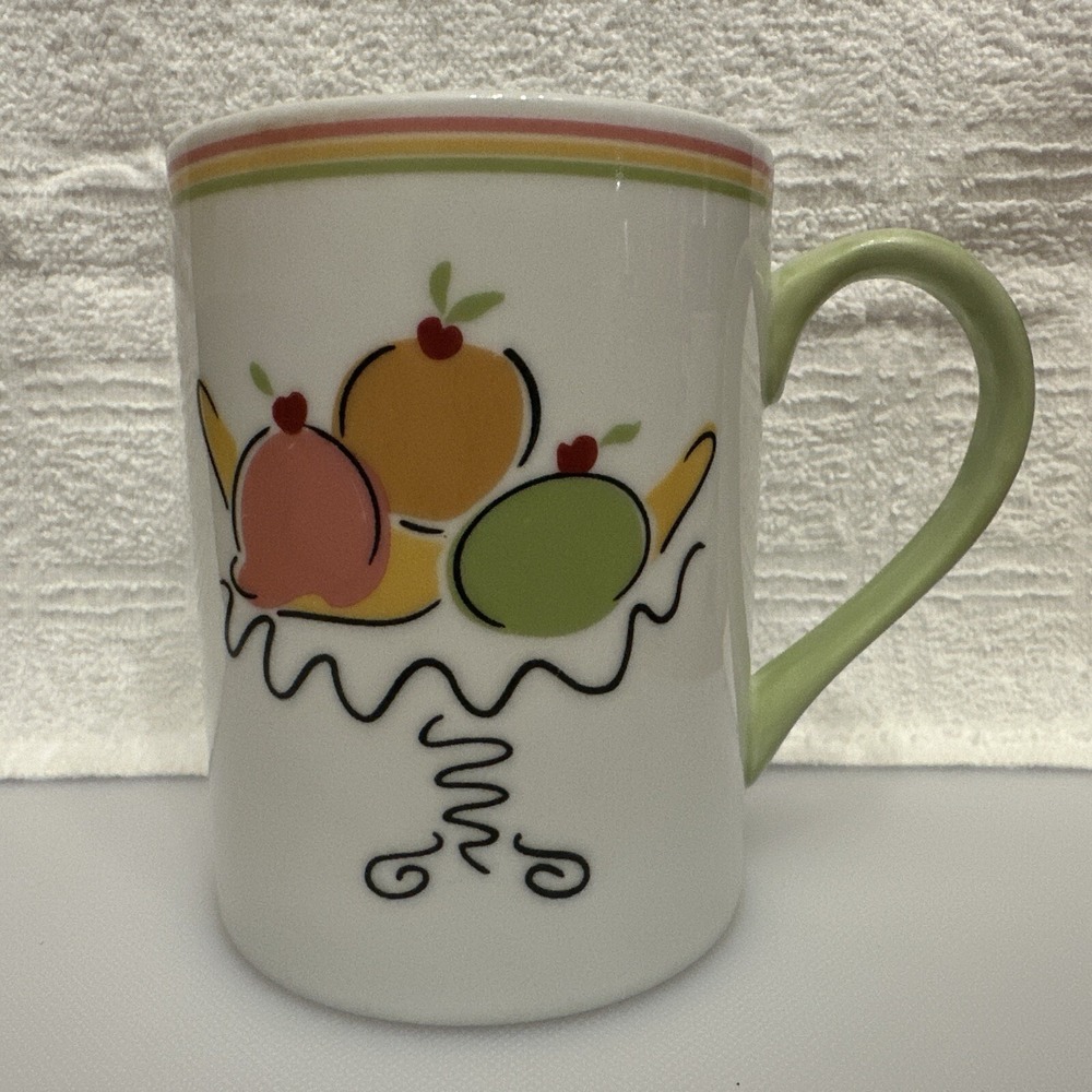 DEPARTMENT 56 Coffee Mug Ice Cream‎ Parlor 4.25x3.25" Vintage Banana Split